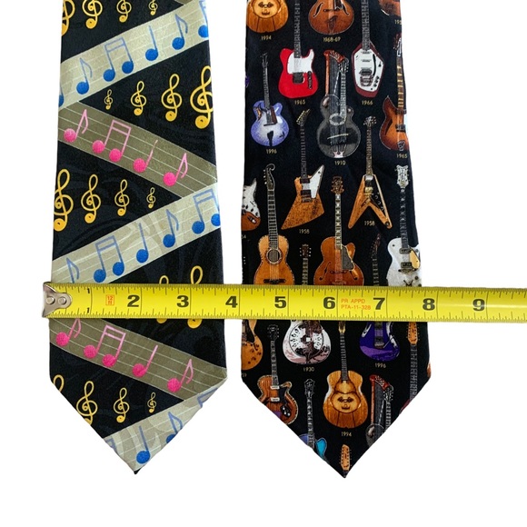 Lot of 2 Hand Made Music Inspired Men’s Ties Guitar Music Notes Prints - Picture 4 of 10
